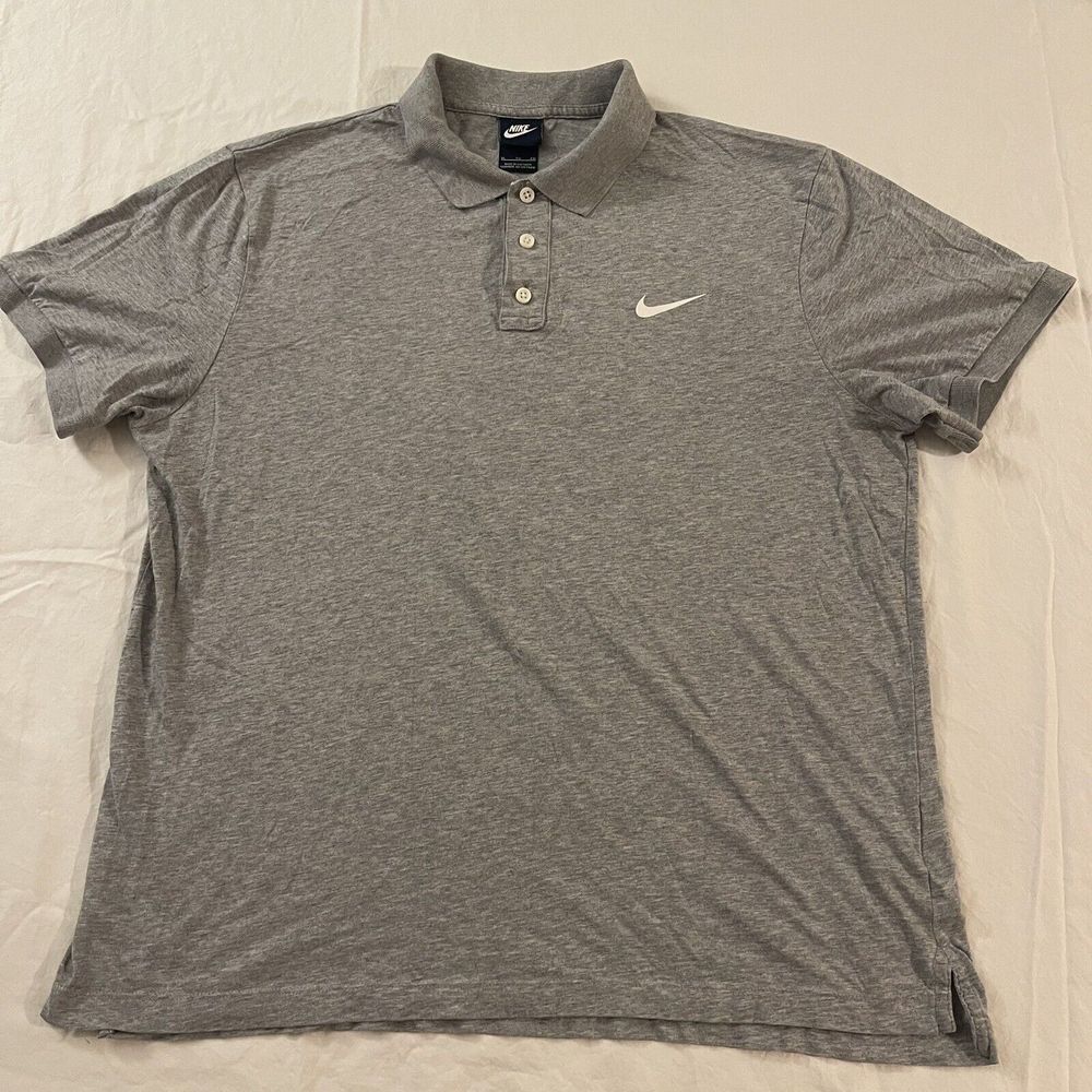 Vintage Nike Polo Shirt Mens Gray Short Sleeve Swoosh Size XL‎
